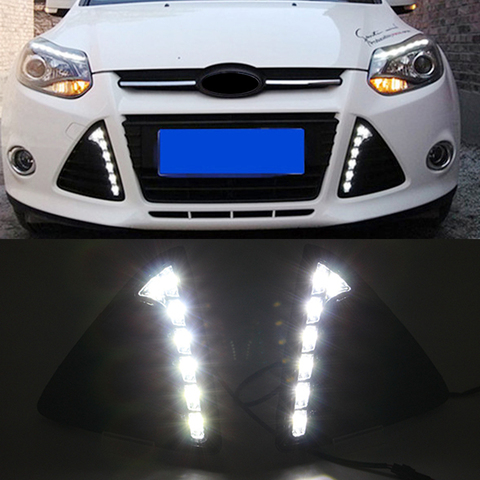 Car Flashing For Ford Focus 3 MK3 2012 2013 2014 DRL Daytime Running Lights 12V LED Daylight Fog lamp waterproof with dimming ► Photo 1/1