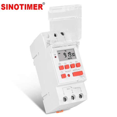 SINOTIMER 30A Load 220V 230V AC Programmable Weekly Digital TIMER SWITCH Relay Control Time 7 Days Auto ON OFF Din Rail Mounted ► Photo 1/6