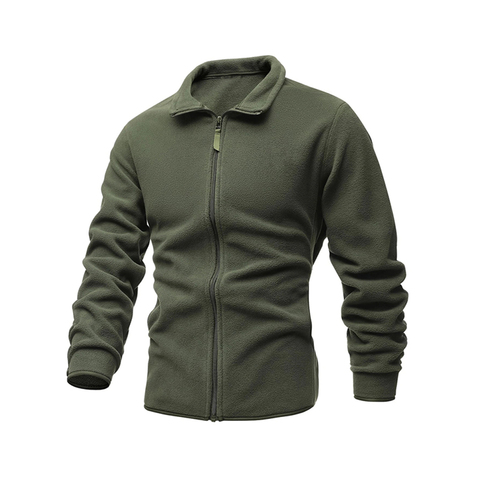 Men's jacket slim double-faced fleece tactical sweater casual stand-up collar zipper solid color jacket Male Warm Winter Coat ► Photo 1/6