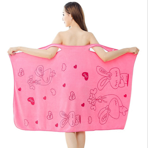 Wearable Bath Microfiber Towel Robe Fast Dry Women Bathrobe Soft Spa Wrap US 