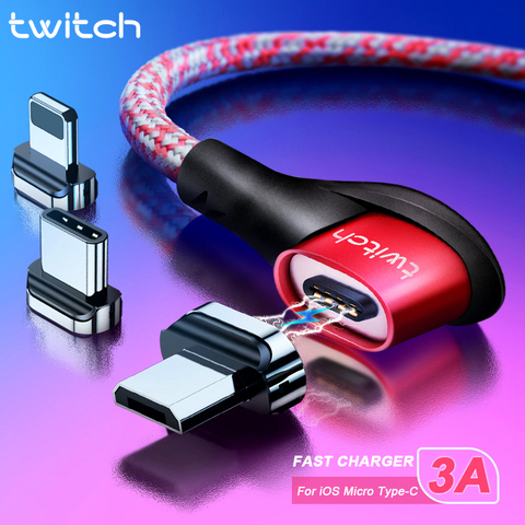 Twitch Magnetic Micro USB Cable Type C 90 Degree USB C Cable For Samsung Xiaomi iphone Magnetic Charger Fast Charging Data Cord ► Photo 1/6