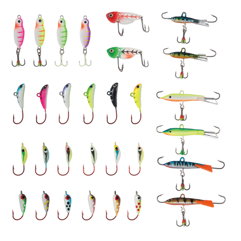 Bassdash Ice Fishing Lure Kit Glowing Paint Jigs for Winter Ice Jigging Perch Walleye Pike, 30pcs ► Photo 1/1