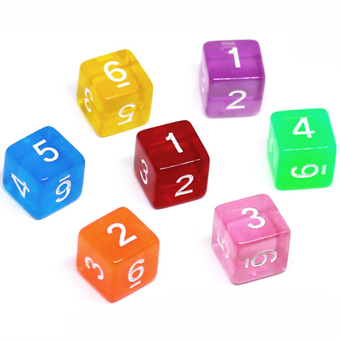 7 PCS/Lot Square Corner Dice Set Colorful Transparent Acrylic 6 Sided Dice For Club/Party/Family Games ► Photo 1/6