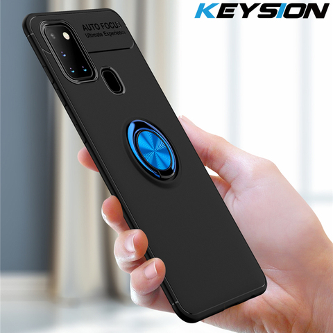 KEYSION Metal Ring Case For Samsung A21S A41 A31 A21 A11 A01 A51 A71 5G Silicone Shockproof Phone Cover for Galaxy M31 M21 M30S ► Photo 1/6