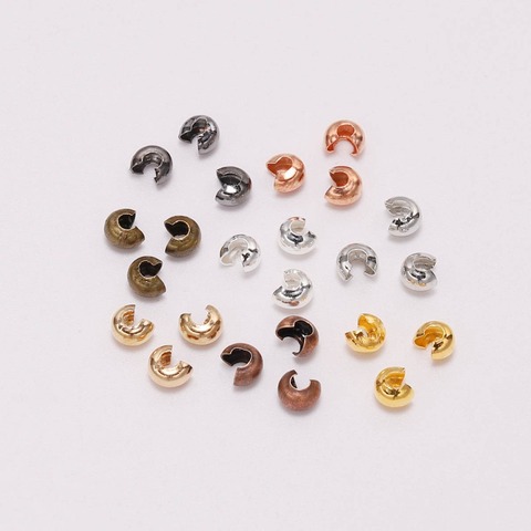 100Pcs/lot 3/4/5mm Copper Crimp Beads Round Covers Stopper Spacer Beads For DIY Jewelry Making Findings Supplies Accessories ► Photo 1/6