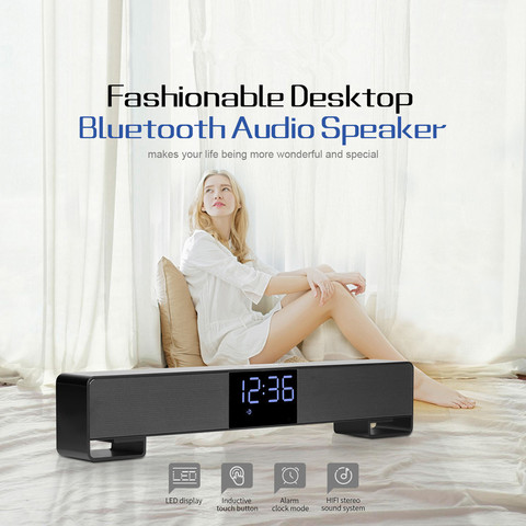 LED Display Soundbar Wired Wireless Bluetooth Speaker for PC Home Theater AUX TF USB Alarm Clock Bass Subwoofer TV Sound Bar ► Photo 1/6