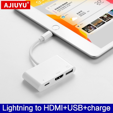 AJIUYU OTG Lightning USB Adapter Converter For apple iPad Air 3/2 pro mini 4 5 10.2 9.7 hub HDMI dock Connect keyboard Camera ► Photo 1/6