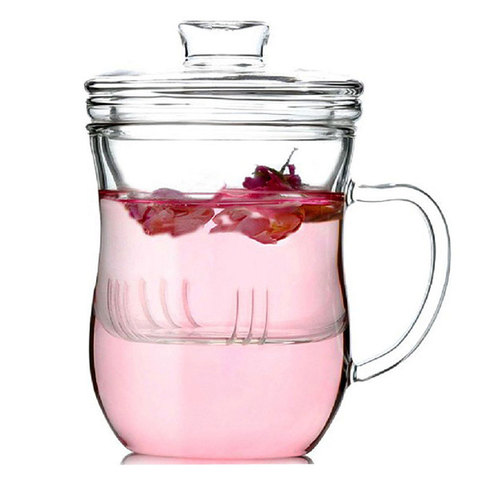 Transparent Glass Cup Heat Resistant Glass Teapots with Tea Infuser Filter&Lid Coffee Mugs Tea Leaf Herbal Home Office Drinkware ► Photo 1/6