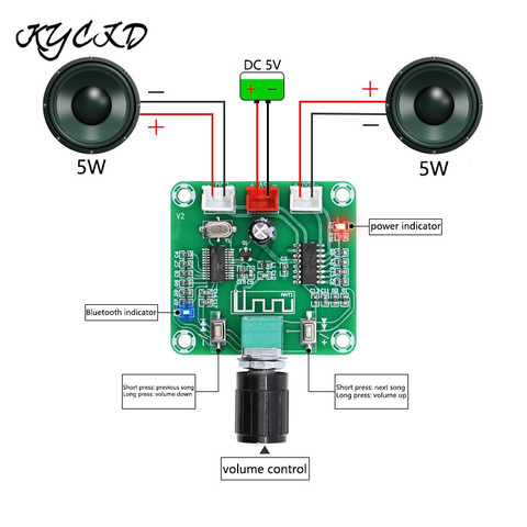 PAM8403 Bluetooth 5.0 Amplifier Board 5W*2 Stereo Audio AMP DC 5V with Volume Control Mini Speaker Sound System XH-A158 ► Photo 1/6