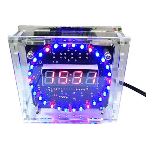 DIY production of parts electronic clock kit C51 microcontroller light-controlled temperature DS1302 rotating LED water lamp ► Photo 1/4