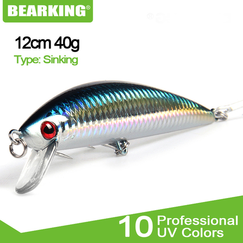 Bearking 1PCS sinking Minnow Fishing Lure Laser Hard Artificial Bait 3D Eyes 12cm 40g Fishing Wobblers Crankbait Minnows ► Photo 1/6