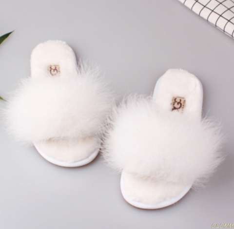 Fur Furry Slide Sweet Feather Thick Bottom Beach Female Sandals Hair Flip Flops Women Home Slippers Indoor Soft ► Photo 1/5