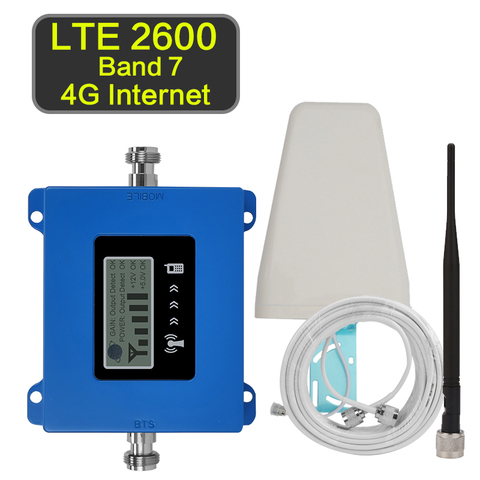 LCD Display 4G LTE 2600mhz Mobile Phone Signal Amplifier 70dB Gain 4G Internet Cell Phone Cellular Booster Repeater + 4G Antenna ► Photo 1/6