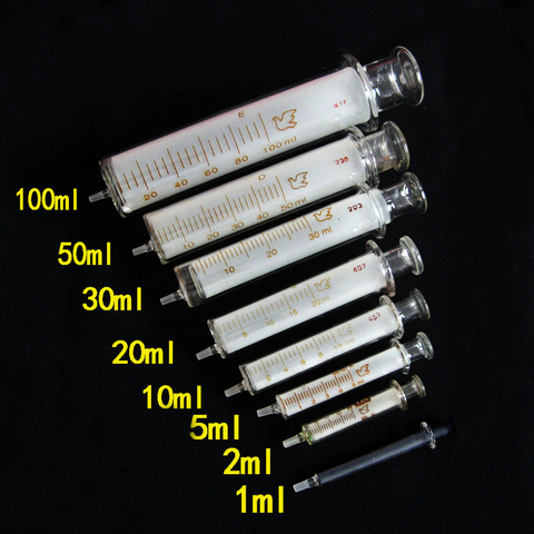 1mL-120mL Lab Disposable Glass injection Syringe Liquid Injector Transfer Pipette Sampler ► Photo 1/5