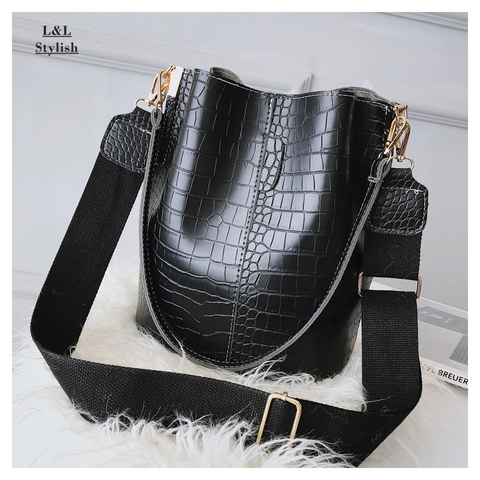 L&L Stylish Crocodile Crossbody Bag For Women Shoulder Bag Brand Designer Women Bags Luxury PU Leather Bag Bucket Bag Handbag ► Photo 1/6
