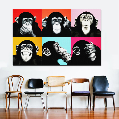 Andy Warhol Colorful Monkey Animal Poster Print Canvas Paintings For Living Room Wall Art Cuadros Pictures Unframed ► Photo 1/6