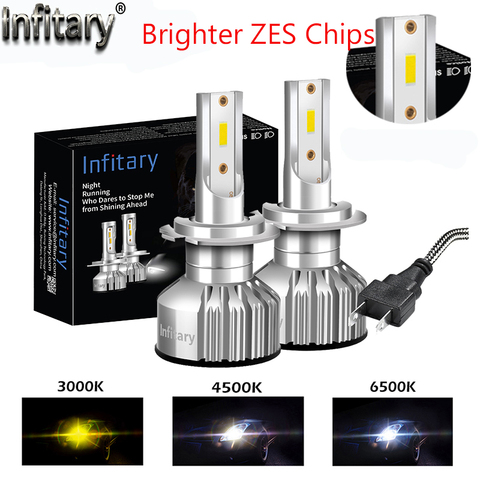 Infitary H7 H4 LED Car Headlight ZES Chips Canbus H1 H3 H11 HB3 HB4 9005 12V 12000LM 3000K 4500K 6500K Auto Lamp Fog Light Bulb ► Photo 1/6