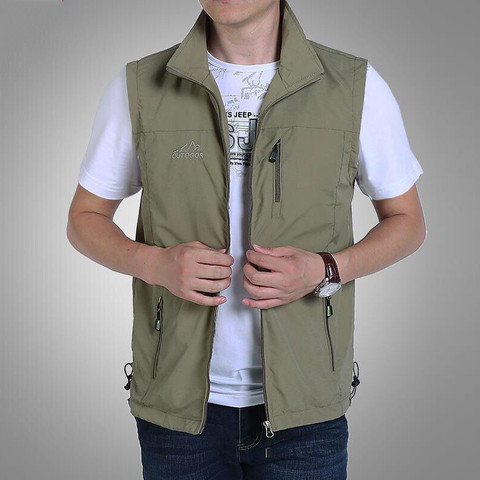 Ymwmhu New Vests Man Thin Casual Wasitcoat for Men Vest with Many Pockets Summer for Men Zipper Regular Men's Waistcoat ► Photo 1/6