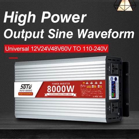 DC 12V24V48V60V to 110V120V220V240V With LCD Screen Inverter 6000W/8000W Pure Sine Waveform Power Converter Universal Inverter ► Photo 1/6