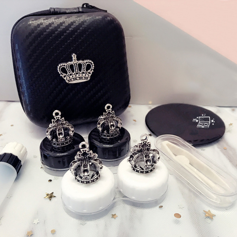 Lovely Handmade Crown Contact Lens Case Set With Mirror Travel Lenses Box Eye Contact Lens Box 2Pairs Container For Women ► Photo 1/6