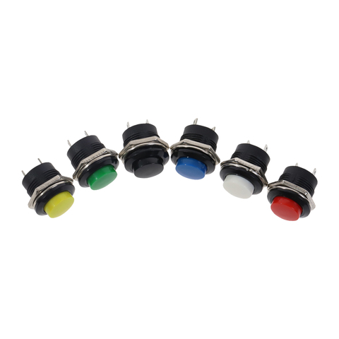 Round Momentary Push Button Switch  OFF-ON Non-locking Red/Blue/Yellow/Green/White 16mm 6A/125VAC 3A/250VAC ► Photo 1/6