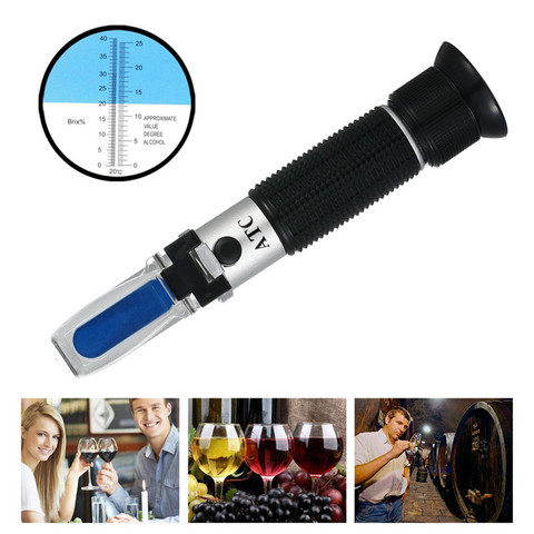 ATC Handheld Brix Refractometer  Alcohol Densitometer Sugar concentration Wine grapes 0 0 non-alcoholic beer 25% 40% Brix ► Photo 1/6