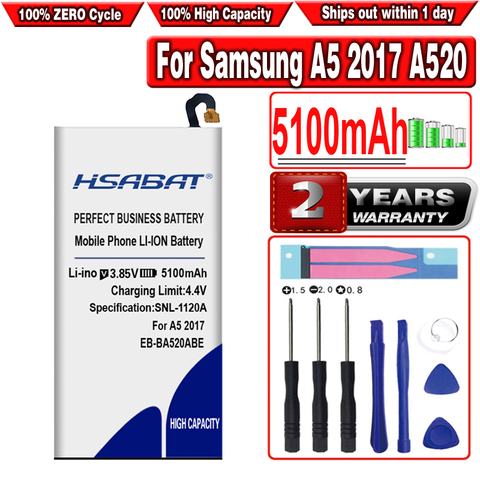 HSABAT EB-BA520ABE 4200mAh Battery for Samsung A5 2017 A520 SM-A520F SM-A520F/DS SM-A520K SM-A520L SM-A520S ► Photo 1/6