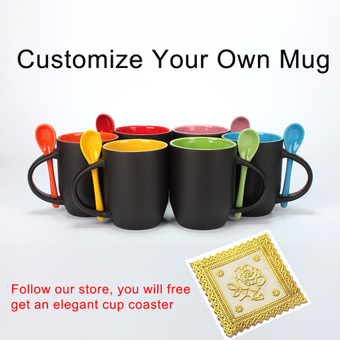 Diy Outside black In color mug Color Changing Mug,custom your photo on Tea cup,unique Ceramic Coffee Cup best gift for friends ► Photo 1/6