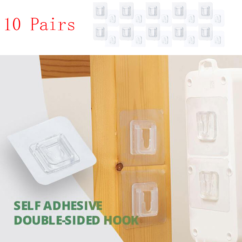 16 Pairs Double-Sided Adhesive Wall Hooks, Waterproof and Oilproof Reusable  Seamless Hooks Without Punching and Nails Heavy Duty Self-Adhesive Wall  Hook for Kitchen Bathroom Office