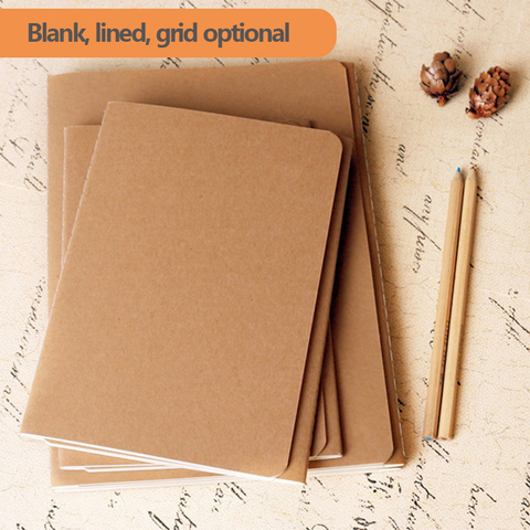 Notebook Vintage A5 Diary Blank/grid/lined optional 38 sheets / 76 pages Sketchbook Bullet Grid journal ► Photo 1/5
