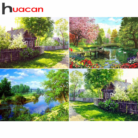 Huacan Diamond Embroidery Sale Scenery Diamond Painting Full Square Landscape Rhinestones Pictures Cross Stitch Mosaic House ► Photo 1/6