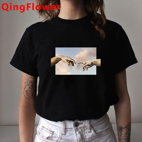 David Michelangelo Harajuku Aesthetic T Shirt Women Vintage Graphic Ullzang T-shirt Korean Style Tshirt Grunge Top Tees Female ► Photo 1/6
