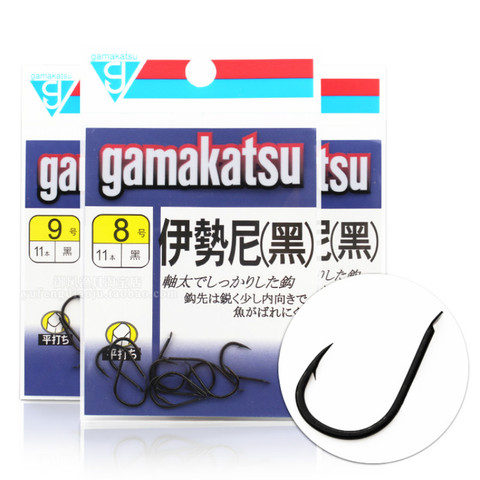 Gamakatsu ISEAMA Black Fishing Hooks Barbed Hooks Carbon Steel Carp Fishing Anzol Ultra Point Sharpened Fishhooks Pesca 1#-16# ► Photo 1/6