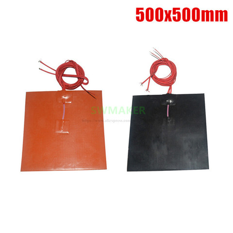 500x500mm orange / black color 3D Printer Heat Bed 1000W Silicone Rubber Heater 500*500mm Electric Heating Pad ► Photo 1/4