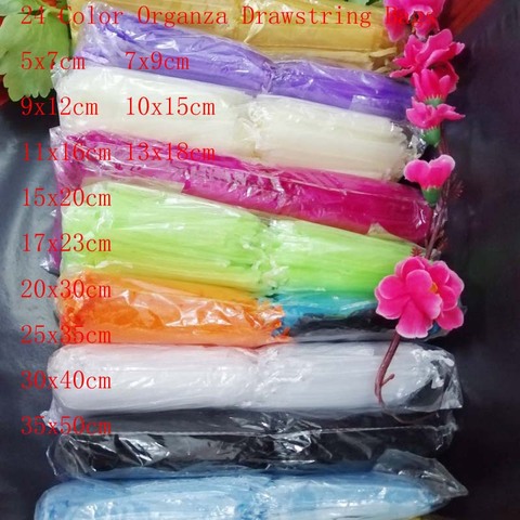 100pcs/lot 11x16 13x18 15x20 17x23 cm Organza Jewelry Bags & Pouches Drawstring Bags Gift Packaging Bags ► Photo 1/6
