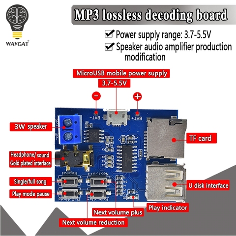 Free Shipping TF card U disk MP3 Format decoder board module amplifier decoding audio Player ► Photo 1/6