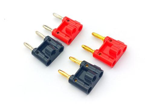 2pcs Dual 4mm Banana Plug Speaker Nickel plated/Gold-plated Connectors Screw Type red+black ► Photo 1/6