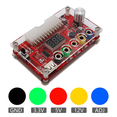 24 Pins ATX Power Supply Breakout Board and Acrylic Case Kit Module Adapter Power Connector Support 3.3V/5V/12V 1.8V-10.8V(ADJ) ► Photo 1/5