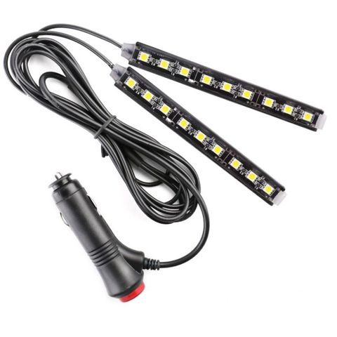 9 LED Strip Lamp Car Cigarette Lighter Atmosphere Lights Multicolor Adhesive Tap Auto Decoration Dash Foot Socket ► Photo 1/6