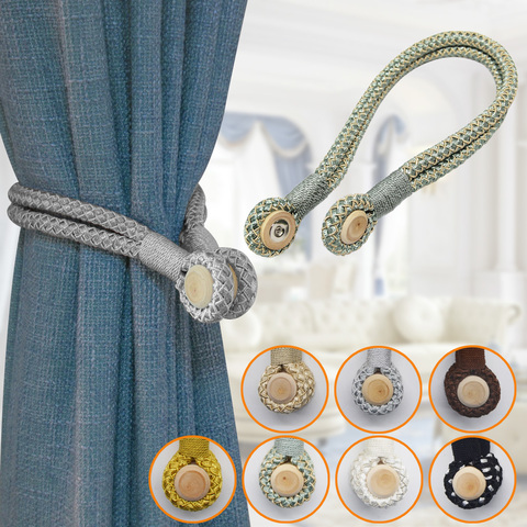 1Pc Magnetic Curtain Tieback Room Accesories Curtain Holder Buckle Bandage Hanging Ball Curtains Clips Tie Backs Rope ► Photo 1/6