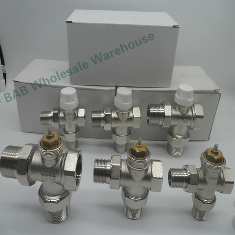 Brass Three way valve Thermostatic Radiator Valve for heating system T type temperature controller valve DN15 DN20 DN25 DN32 ► Photo 1/6