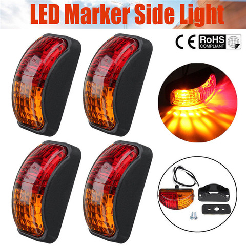 4PCS LED Lights 12 v Truck 4pcs 2 LED Red Amber Side Marker Lights Lamp Trailer Truck Lorry Caravan ► Photo 1/6