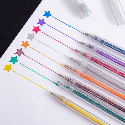 8Pcs/set Colors Kawaii Glitter Gel Pen Cute Colored Drawing Pen Highlighter Marker For Girl Kids Gift DIY School Art Stationery ► Photo 1/6