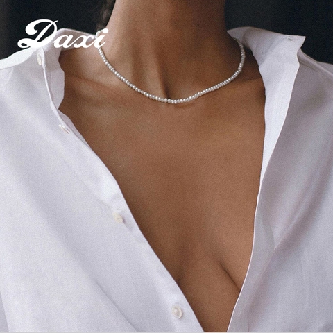 DAXI Beaded Choker Pearl Necklace For Women Gold Chain Necklaces Pendant Collar Chokers Chains Bead Necklace Womens Jewelry 2022 ► Photo 1/6