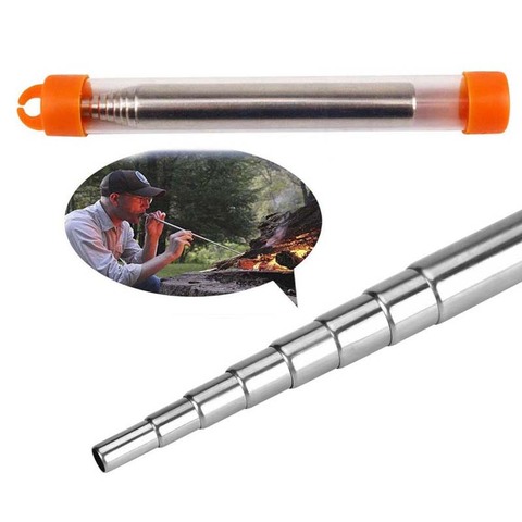 Retractable Blow Fire Tube Collapsible Stainless Steel Campfire Tool Pocket Bellow Builds Fire for Outdoor Survival Camping ► Photo 1/6