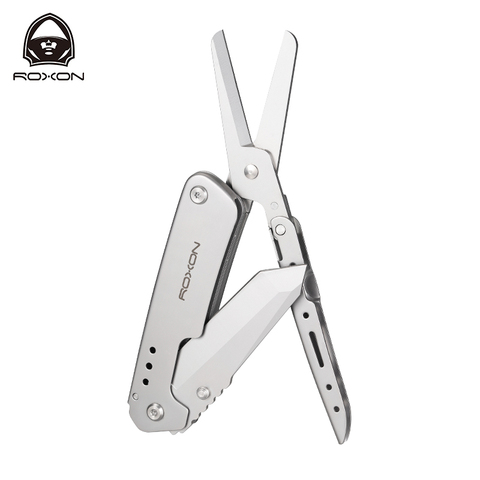 Roxon Folding Pocket Knife and Scissors 2 in 1 EDC Multi tool with Belt Clip, Housework, Needlework, Outdoor, Camping, multitool ► Photo 1/5