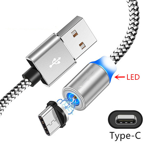 Magnetic USB C LED Cable Charger For Samsung galaxy Feel 2 S8 S9 S10 A50 A20 Honor 20 10 9 Mobile phone for huawei P20 P30 pro ► Photo 1/6