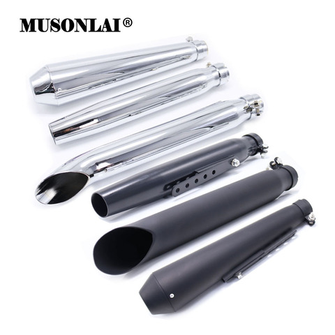 Universal Motorcycle Cafe Racer Exhaust Mufflers Silencer Pipe Motorbike Exhaust System for Harley Black / Silver ► Photo 1/6