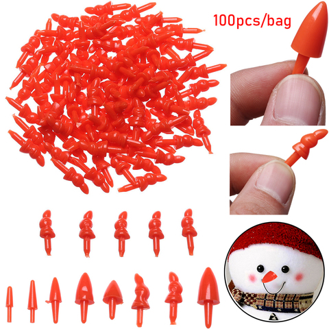 100pcs/bag 8 Sizes Snowman Red Nose Plastic DIY Doll Nose Santa Claus Nose for Sewing Doll Puppet Stuffed Plush Animals ► Photo 1/1