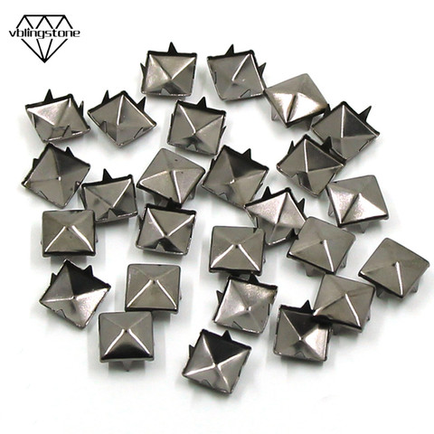 100Pcs Square Rivets Studs  Black Pyramid Studs Rivet Punk Rock Stud Shoes Clothing DIY Crafts Claw Metal Studs For Leather ► Photo 1/6